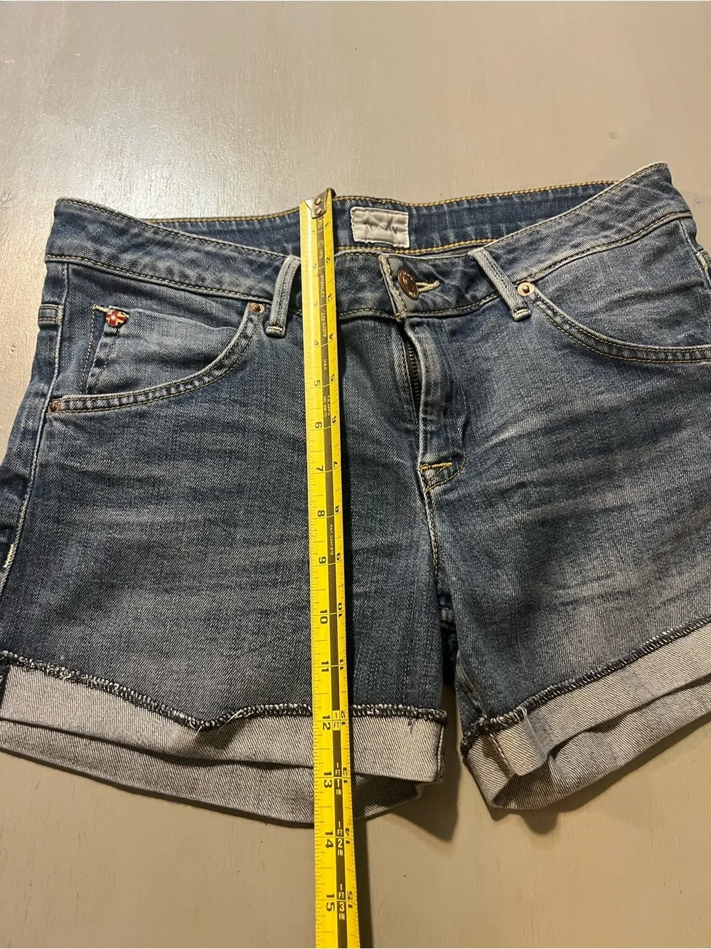 HUDSON Cuffed Denim Shorts with Flap Pockets Blue 28